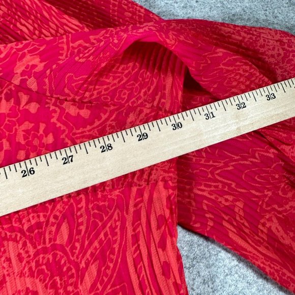 Maggie Barnes Catherines 3X Womens Top Blouse Pink Orange Lightweight Crinkle - Picture 5 of 14